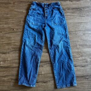 Veronica Beard Crosbie Crop Wide Crop High Rise Jeans Bright Blue Wash  Size 29